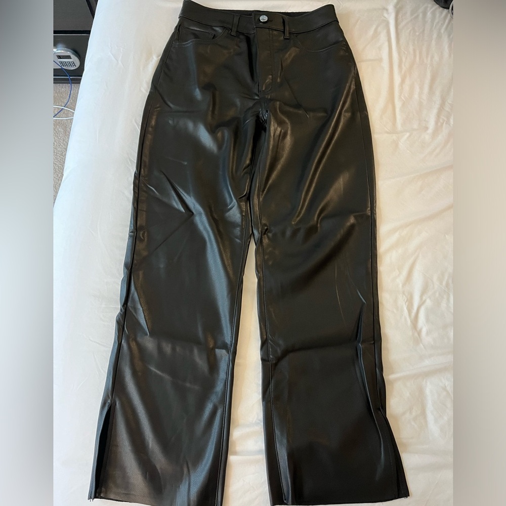 Express Modern Straight Super High Rise Faux Leather Pants